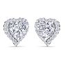 4 1/2 Carat Heart Shape Halo Lab Grown Diamond Stud Earrings In 14 Karat White Gold Image-3