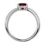 Ruby Ring: 1 1/2 Carat Oval Shape Created Ruby and Halo Diamond Ring In Sterling Silver Image-3