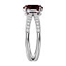 Ruby Ring: 1 1/2 Carat Oval Shape Created Ruby and Halo Diamond Ring In Sterling Silver Image-4