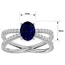 Sapphire Ring: 1 1/2 Carat Oval Shape Created Sapphire and Halo Diamond Ring In Sterling Silver Image-5