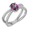 Mystic Topaz Ring: 1 1/2 Carat Oval Shape Mystic Topaz and Halo Diamond Ring In Sterling Silver Image-2