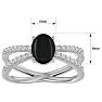 Black Onyx Ring: 1 1/2 Carat Oval Shape Black Onyx and Halo Diamond Ring In Sterling Silver Image-5