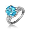 Blue Topaz Jewelry: 4ct Blue Topaz and Diamond Ring in 10k White Gold | Fine Gemstone Jewelry Image-2