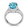 Blue Topaz Jewelry: 4ct Blue Topaz and Diamond Ring in 10k White Gold | Fine Gemstone Jewelry Image-3