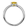Citrine Ring: 1 1/2 Carat Oval Shape Citrine and Halo Diamond Ring In Sterling Silver Image-3