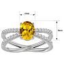 Citrine Ring: 1 1/2 Carat Oval Shape Citrine and Halo Diamond Ring In Sterling Silver Image-5