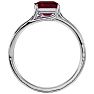 Ruby Ring: 1 3/4 Carat Emerald Shape Created Ruby and Diamond Ring In Sterling Silver Image-3