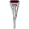 Ruby Ring: 1 3/4 Carat Emerald Shape Created Ruby and Diamond Ring In Sterling Silver Image-4