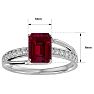 Ruby Ring: 1 3/4 Carat Emerald Shape Created Ruby and Diamond Ring In Sterling Silver Image-5