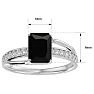 Black Onyx Ring: 1 3/4 Carat Emerald Shape Black Onyx and Diamond Ring In Sterling Silver Image-5
