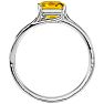 Citrine Ring: 1 3/4 Carat Emerald Shape Citrine and Diamond Ring In Sterling Silver Image-3