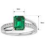 Emerald Ring: 1 3/4 Carat Emerald Shape Created Emerald and Diamond Ring In Sterling Silver Image-5