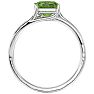 Peridot Ring: 1 3/4 Carat Emerald Shape Peridot and Diamond Ring In Sterling Silver Image-3