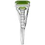 Peridot Ring: 1 3/4 Carat Emerald Shape Peridot and Diamond Ring In Sterling Silver Image-4
