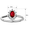 Ruby Ring: 2/3 Carat Oval Shape Created Ruby and Halo Diamond Ring In Sterling Silver Image-5