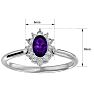 Amethyst Ring: 2/3 Carat Oval Shape Amethyst and Halo Diamond Ring In Sterling Silver Image-5