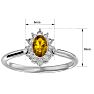 Citrine Ring: 2/3 Carat Oval Shape Citrine and Halo Diamond Ring In Sterling Silver Image-5