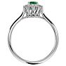 Emerald Ring: 2/3 Carat Oval Shape Created Emerald and Halo Diamond Ring In Sterling Silver Image-3