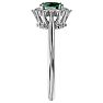 Emerald Ring: 2/3 Carat Oval Shape Created Emerald and Halo Diamond Ring In Sterling Silver Image-4