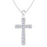 1/4 Carat Diamond Cross Necklace In Sterling Silver, 18 Inches Image-1