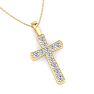1/4 Carat Diamond Cross Necklace In 14K Yellow Gold Over Sterling Silver, 18 Inches Image-4
