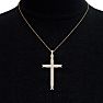 3/4 Carat Baguette and Round Diamond Cross Necklace In 14K Yellow Gold Over Sterling Silver, 18 Inches Image-6