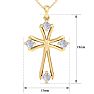 0.40 Carat Diamond Cross Necklace In 14K Yellow Gold Over Sterling Silver, 18 Inches Image-5