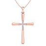 0.08 Carat Diamond Cross Necklace In 14K Rose Gold, 18 Inches Image-1