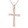 0.08 Carat Diamond Cross Necklace In 14K Rose Gold, 18 Inches Image-2