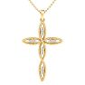0.08 Carat Diamond Cross Necklace In 14K Yellow Gold Over Sterling Silver, 18 Inches Image-1