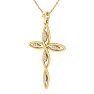 0.08 Carat Diamond Cross Necklace In 14K Yellow Gold Over Sterling Silver, 18 Inches Image-2