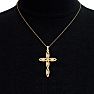 0.08 Carat Diamond Cross Necklace In 14K Yellow Gold Over Sterling Silver, 18 Inches Image-6