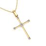 0.06 Carat Diamond Cross Necklace In 14K Yellow Gold Over Sterling Silver, 18 Inches Image-4