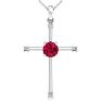 1/2 Carat Ruby and Diamond Cross Necklace In 14K White Gold, 18 Inches Image-1