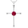 1/2 Carat Ruby and Diamond Cross Necklace In Sterling Silver, 18 Inches Image-1