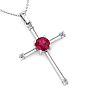 1/2 Carat Ruby and Diamond Cross Necklace In 14K White Gold, 18 Inches Image-4