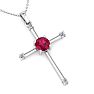 1/2 Carat Ruby and Diamond Cross Necklace In Sterling Silver, 18 Inches Image-4