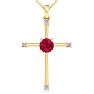 1/2 Carat Ruby and Diamond Cross Necklace In 14K Yellow Gold, 18 Inches Image-1