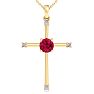 1/2 Carat Ruby and Diamond Cross Necklace In 14K Yellow Gold Over Sterling Silver, 18 Inches Image-1
