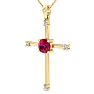 1/2 Carat Ruby and Diamond Cross Necklace In 14K Yellow Gold, 18 Inches Image-2