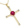 1/2 Carat Ruby and Diamond Cross Necklace In 14K Yellow Gold Over Sterling Silver, 18 Inches Image-4
