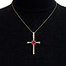 1/2 Carat Ruby and Diamond Cross Necklace In 14K Yellow Gold, 18 Inches Image-6