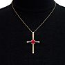 1/2 Carat Ruby and Diamond Cross Necklace In 14K Yellow Gold Over Sterling Silver, 18 Inches Image-6