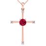 1/2 Carat Ruby and Diamond Cross Necklace In 14K Rose Gold, 18 Inches Image-1