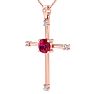 1/2 Carat Ruby and Diamond Cross Necklace In 14K Rose Gold, 18 Inches Image-2