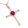 1/2 Carat Ruby and Diamond Cross Necklace In 14K Rose Gold, 18 Inches Image-4