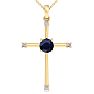 1/2 Carat Sapphire and Diamond Cross Necklace In 14K Yellow Gold Over Sterling Silver, 18 Inches Image-1