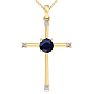 1/2 Carat Sapphire and Diamond Cross Necklace In 14K Yellow Gold, 18 Inches Image-1