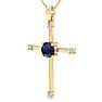 1/2 Carat Sapphire and Diamond Cross Necklace In 14K Yellow Gold, 18 Inches Image-2