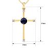 1/2 Carat Sapphire and Diamond Cross Necklace In 14K Yellow Gold, 18 Inches Image-5